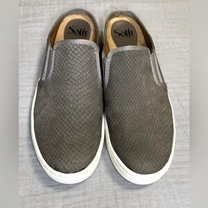 SOFFT Somers Snare Women’s Size 8M Grey Snake Print Leather Slip-On Comfort Mule